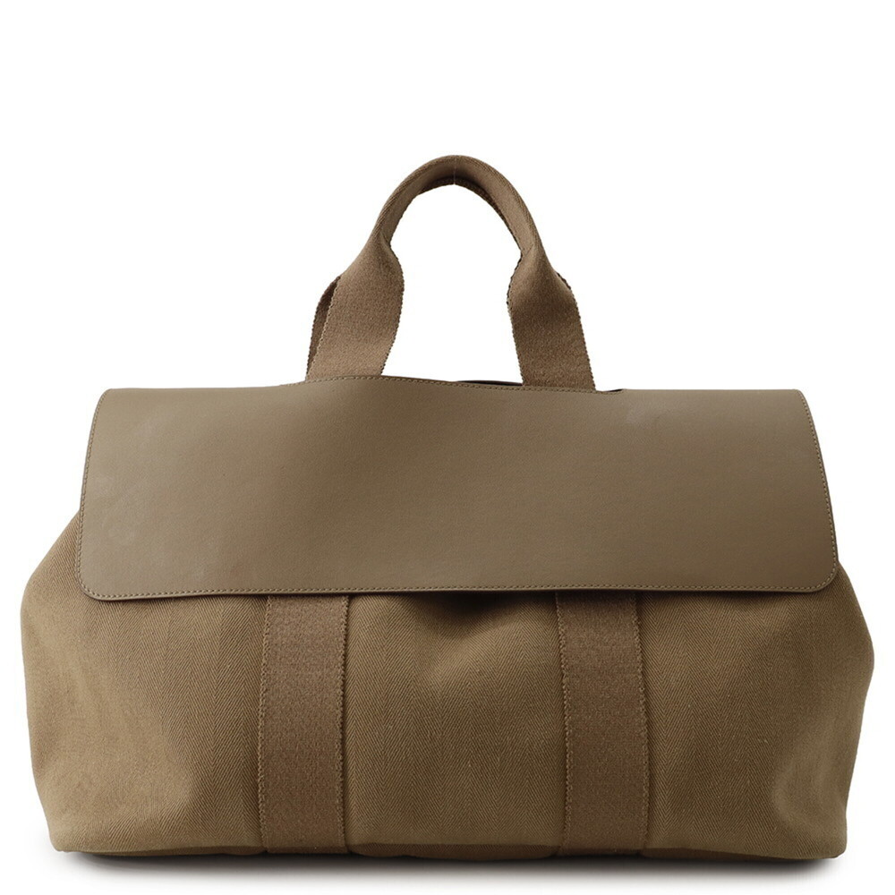 Hermes Valparaiso MM handbag, Etoupe Toile Chevron Swift, □J stamp, HERMES ha...